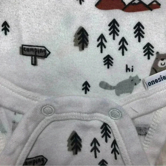 Gerber Onesie Diaper Shirt White Woodland Creatures  Size Neworn - Picture 6 of 16